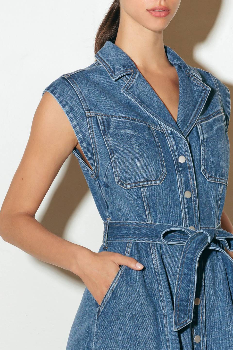 LIGHT CODE MEDIUM DENIM MIDI DRESS Flying Tomato